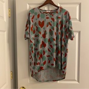 NWT LuLaRoe Irma Oversized Shirt Grey Floral Size XX-Small